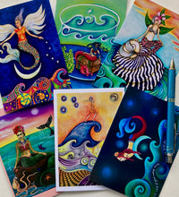 Load image into Gallery viewer, "Making Waves" 6 Pack Mermaid Greeting Cards
