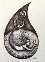 Load image into Gallery viewer, "Mermaid in Raindrop" Drawing