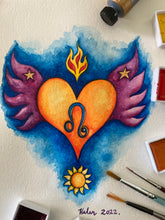 Load image into Gallery viewer, "Leo Heartwings" Watercolour painting