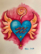 Load image into Gallery viewer, "Aquarius Heartwings" watercolour
