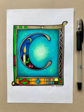 Load image into Gallery viewer, "Capital C" Illuminated Letter Drawing
