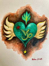 Load image into Gallery viewer, "Capricorn Heartwings" watercolour
