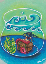 Load image into Gallery viewer, "Mermaid in Fishbowl" Greeting Card
