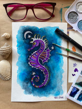 Load image into Gallery viewer, "Purple Seahorse" Watercolour

