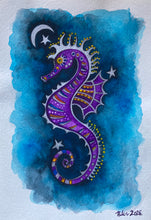 Load image into Gallery viewer, "Purple Seahorse" Watercolour
