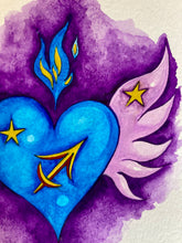 Load image into Gallery viewer, "Sagittarius Heartwings" watercolour
