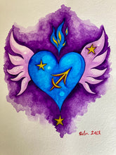 Load image into Gallery viewer, "Sagittarius Heartwings" watercolour

