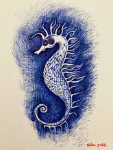 Load image into Gallery viewer, "Seahorse in Blue" Drawing
