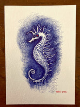 Load image into Gallery viewer, "Seahorse in Blue" Drawing

