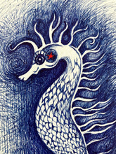 Load image into Gallery viewer, "Seahorse in Blue" Drawing
