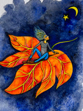 Load image into Gallery viewer, "Thumbelina on Autumn Leaf" Watercolour
