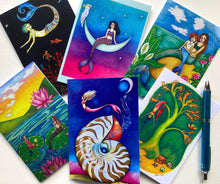 Load image into Gallery viewer, "Treasure" 6 Pack Mermaid Greeting Cards

