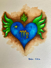 Load image into Gallery viewer, "Virgo Heartwings" watercolour
