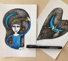 Load image into Gallery viewer, "Young Isis" ink and watercolour
