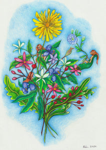 "Wildflowers with Nymphs" Greeting Card