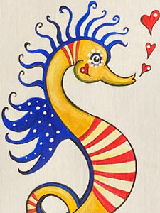 Yellow Red & Blue Seahorse